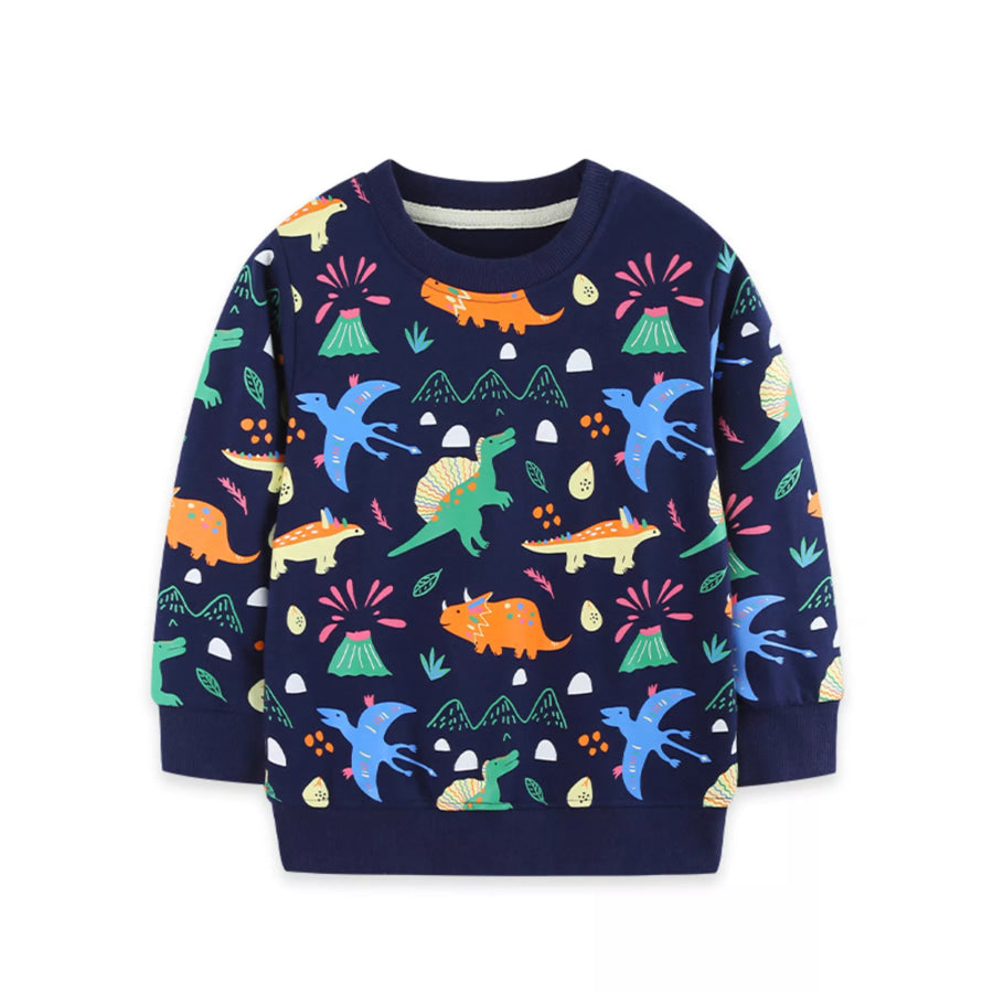 Children’s Dinosaur Print Crew Neck Sweatshirt Apparel and Accessories