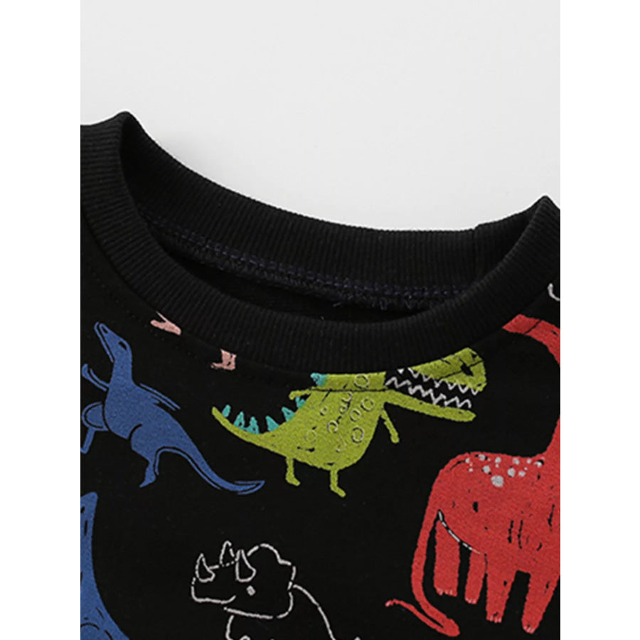 Children’s Dinosaur Print Crew Neck Sweatshirt Apparel and Accessories