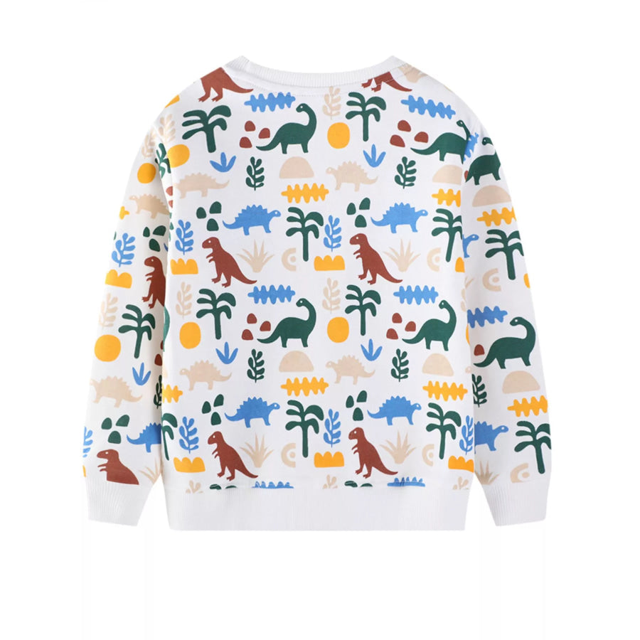Children’s Dinosaur Print Crew Neck Sweatshirt Apparel and Accessories