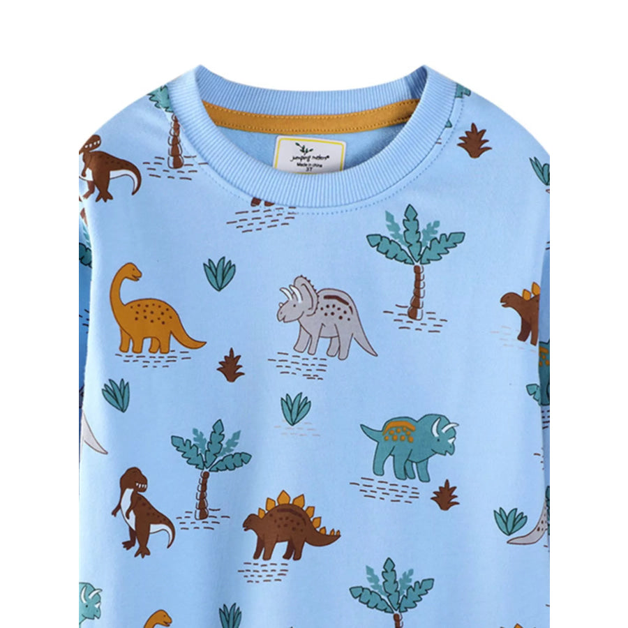 Children’s Dinosaur Print Crew Neck Sweatshirt Apparel and Accessories
