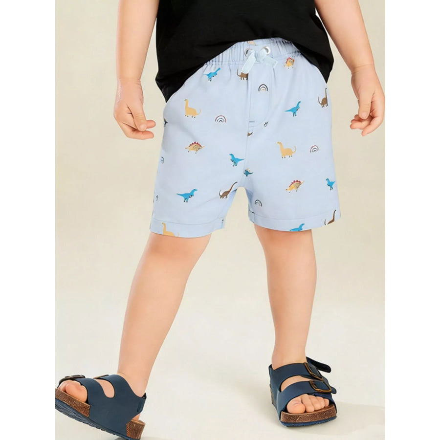 Children’s Dinosaur Print Elastic Waist Shorts Light Blue / 3T Apparel and Accessories