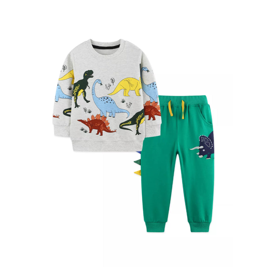 Children’s Dinosaur Print Long Sleeve Sweatshirt and Joggers Set Apparel Accessories