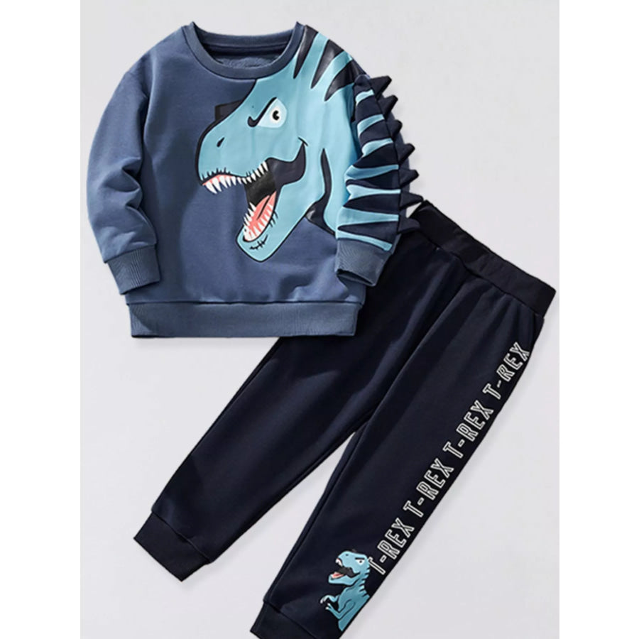 Children’s Dinosaur Print Long Sleeve Sweatshirt & Pants Set Apparel and Accessories