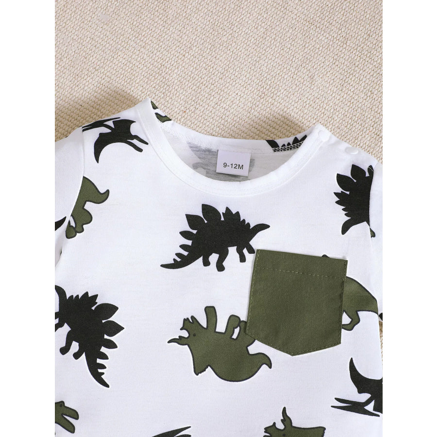 Children’s Dinosaur Print Pocket Tee & Shorts Set Apparel and Accessories