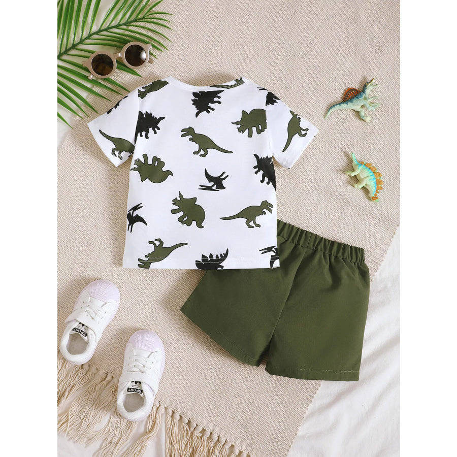 Children’s Dinosaur Print Pocket Tee & Shorts Set Apparel and Accessories