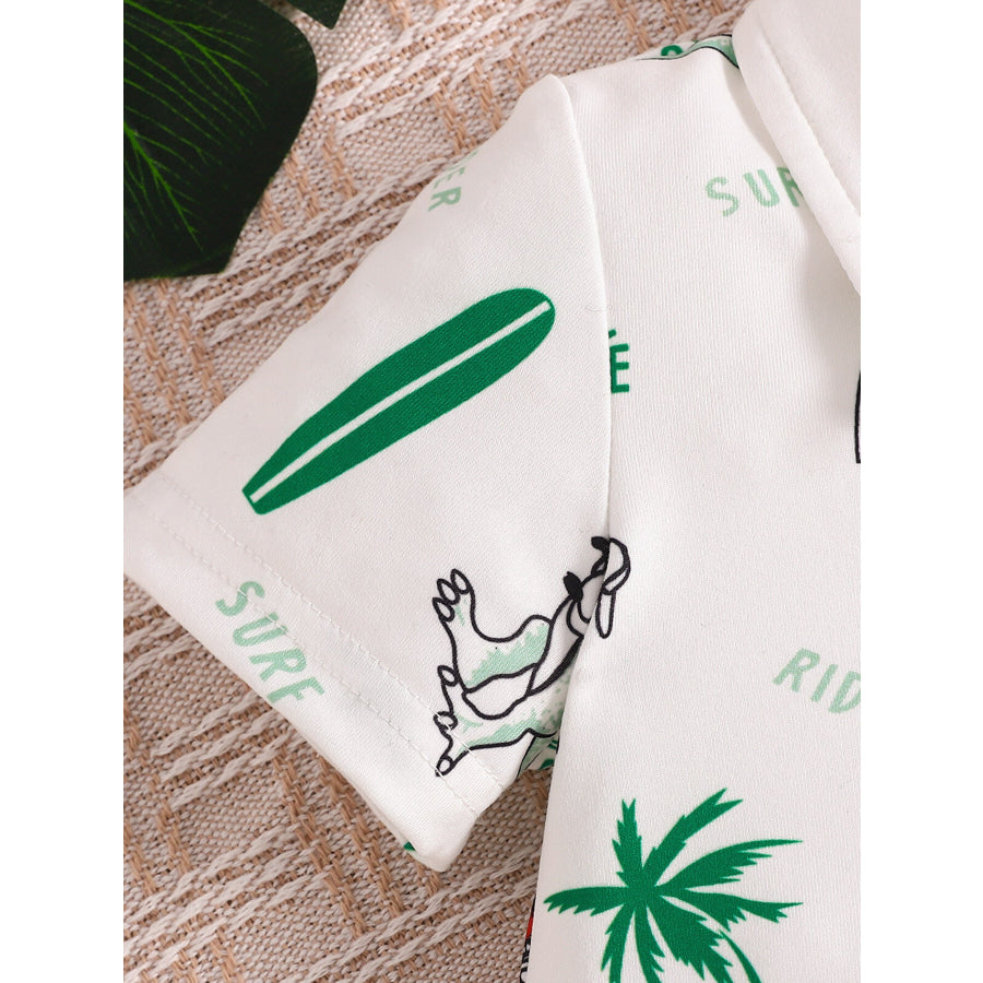 Children’s Dinosaur Print Polo Bodysuit & Shorts Set Apparel and Accessories