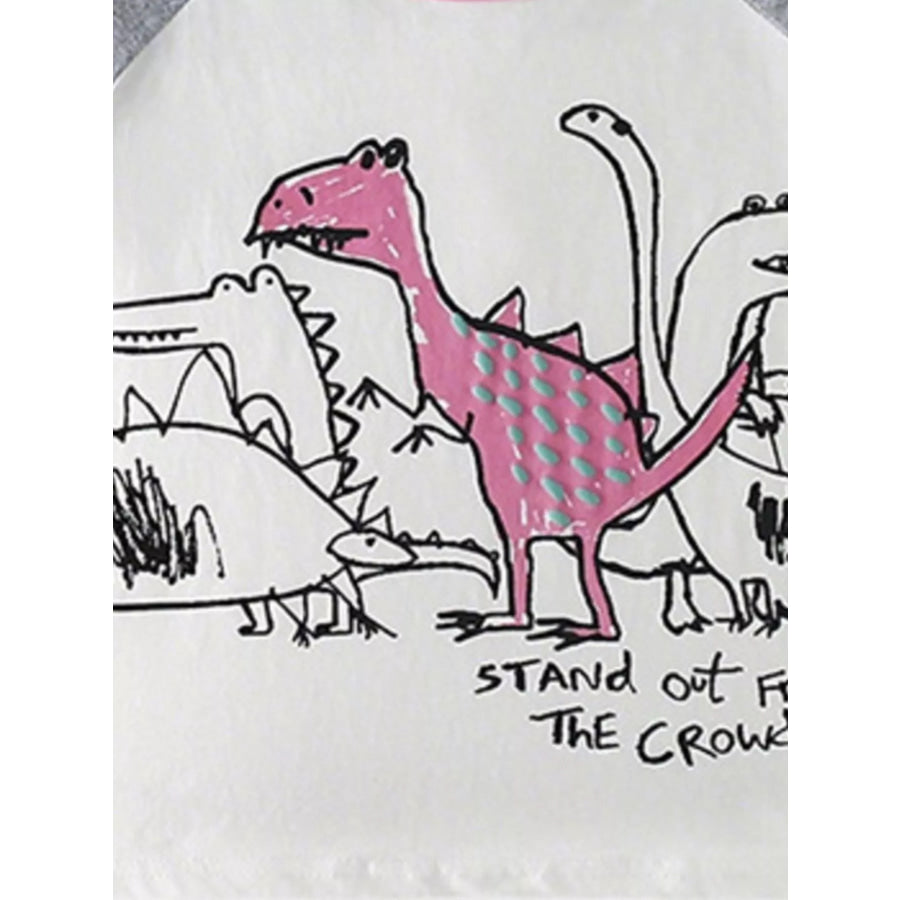 Children’s Dinosaur Print Raglan Sleeve T-Shirt Apparel and Accessories
