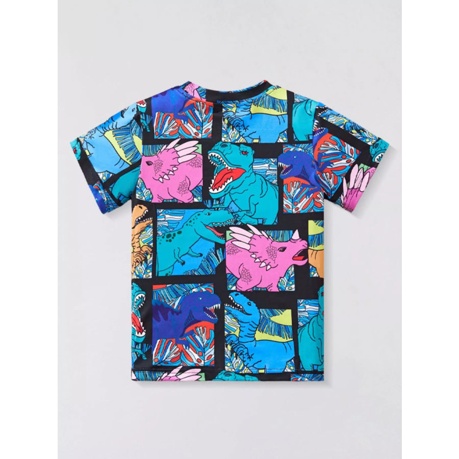 Children’s Dinosaur Print Round Neck T-Shirt Apparel and Accessories