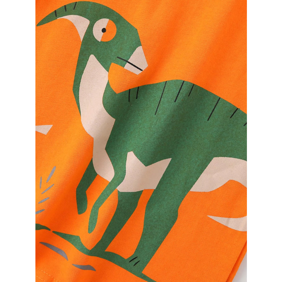 Children’s Dinosaur Print Round Neck T-Shirt Apparel and Accessories