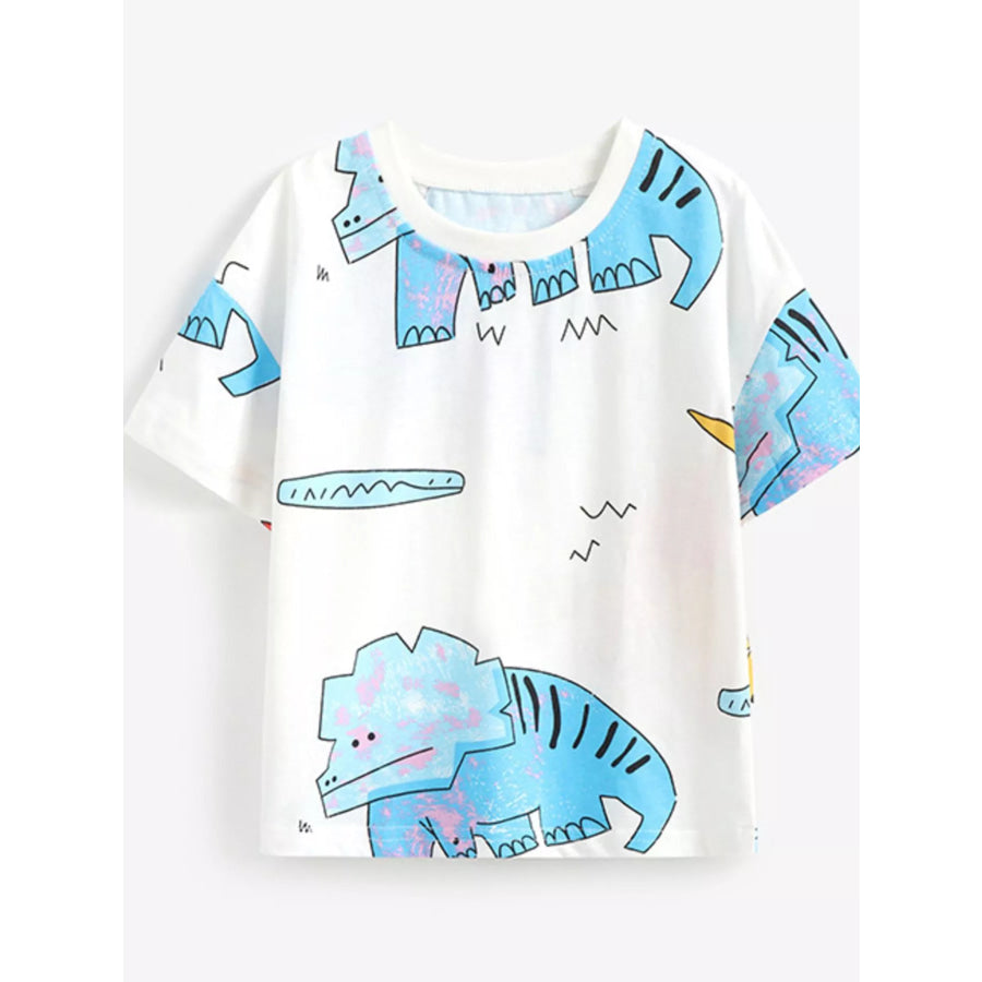 Children’s Dinosaur Print Round Neck T-Shirt Apparel and Accessories