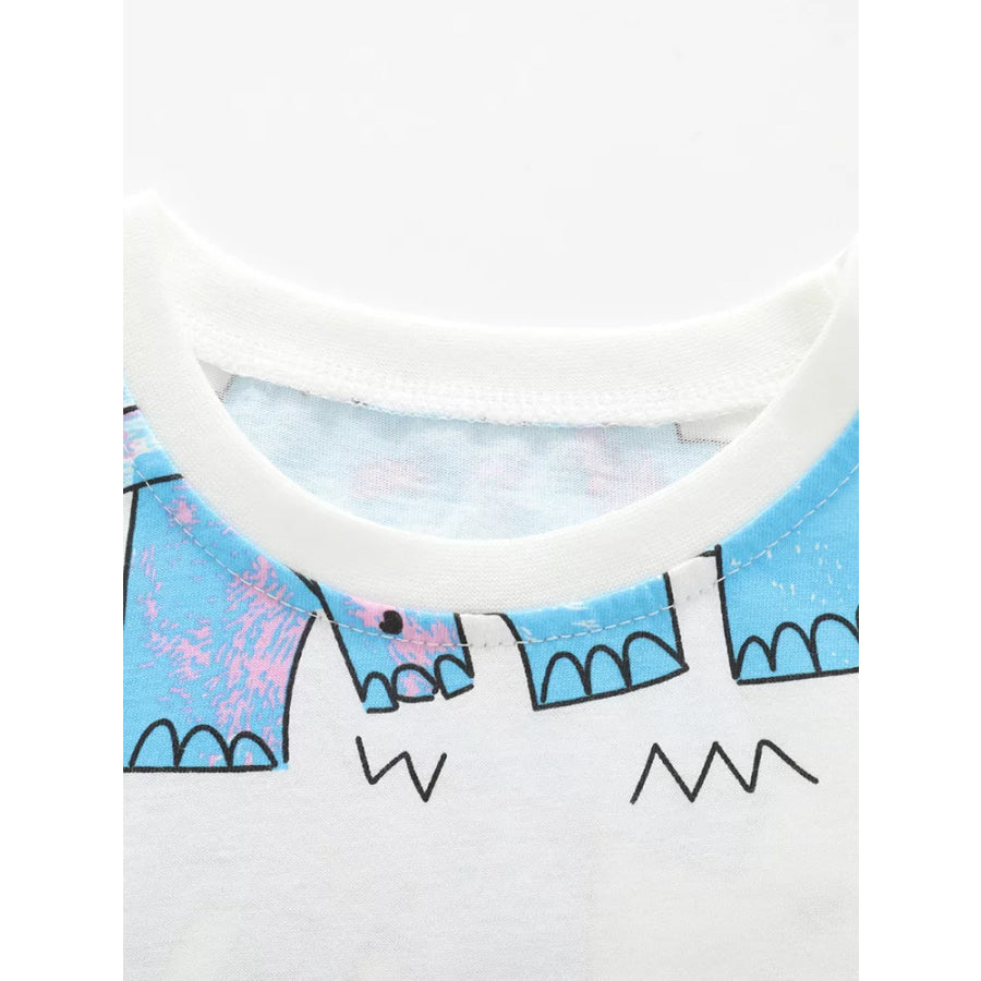 Children’s Dinosaur Print Round Neck T-Shirt Apparel and Accessories