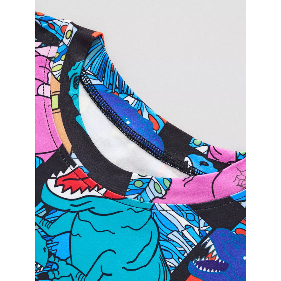 Children’s Dinosaur Print Round Neck T-Shirt Apparel and Accessories