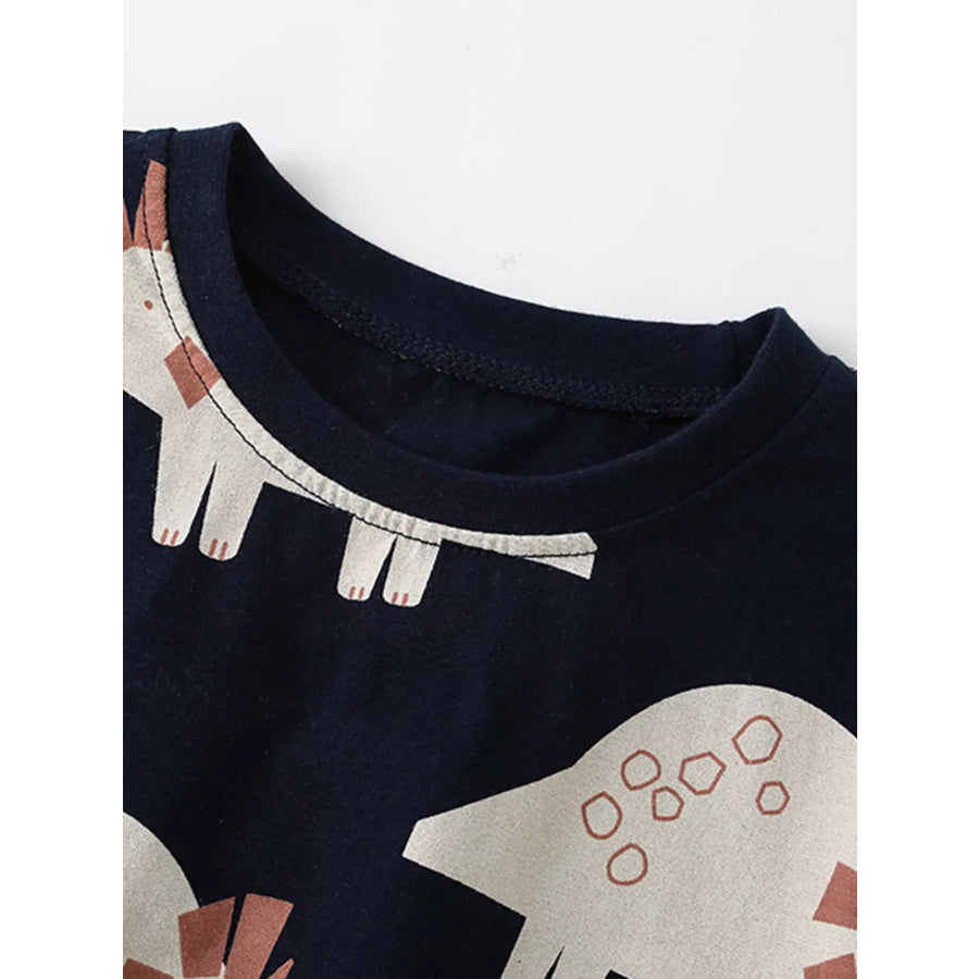 Children’s Dinosaur Print Round Neck Tee and Shorts Set Apparel and Accessories