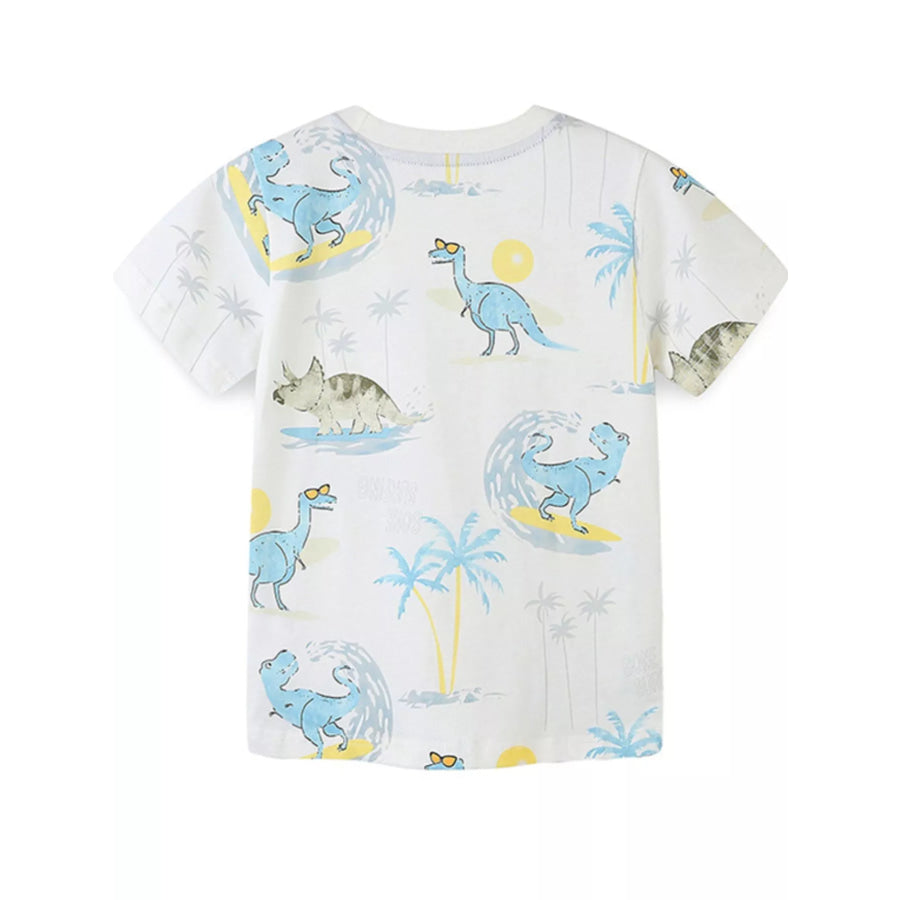 Children’s Dinosaur Print Round Neck Tee Apparel and Accessories