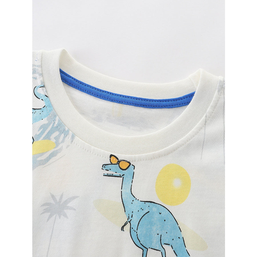 Children’s Dinosaur Print Round Neck Tee Apparel and Accessories