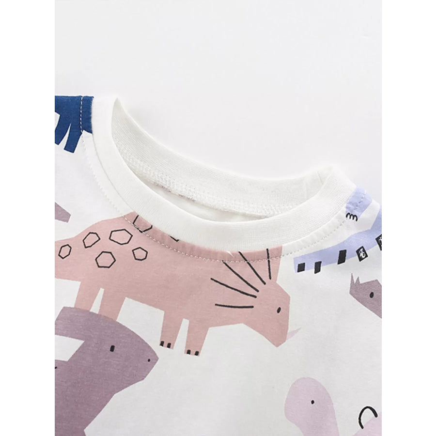 Children’s Dinosaur Print Round Neck Top and Shorts Set Apparel and Accessories