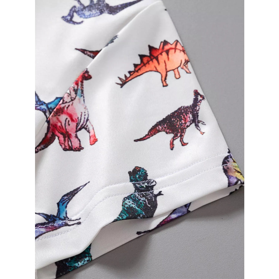 Children’s Dinosaur Print Round Neck Top and Shorts Set Apparel and Accessories