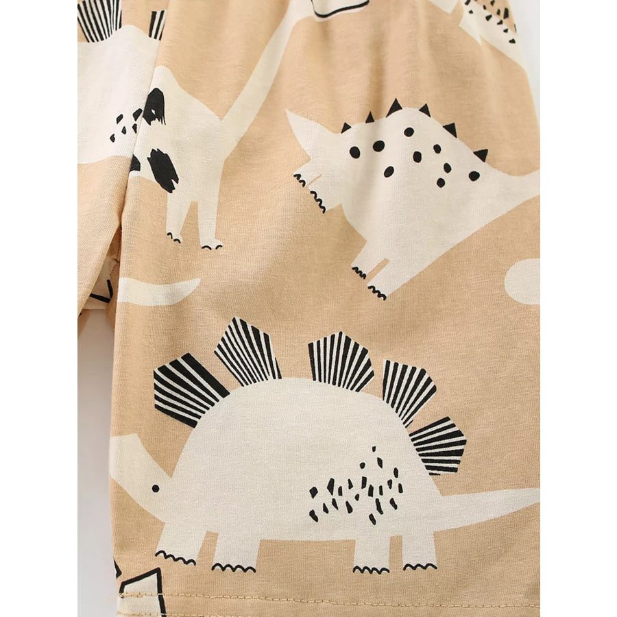 Children’s Dinosaur Print Round Neck Top and Shorts Set Apparel and Accessories
