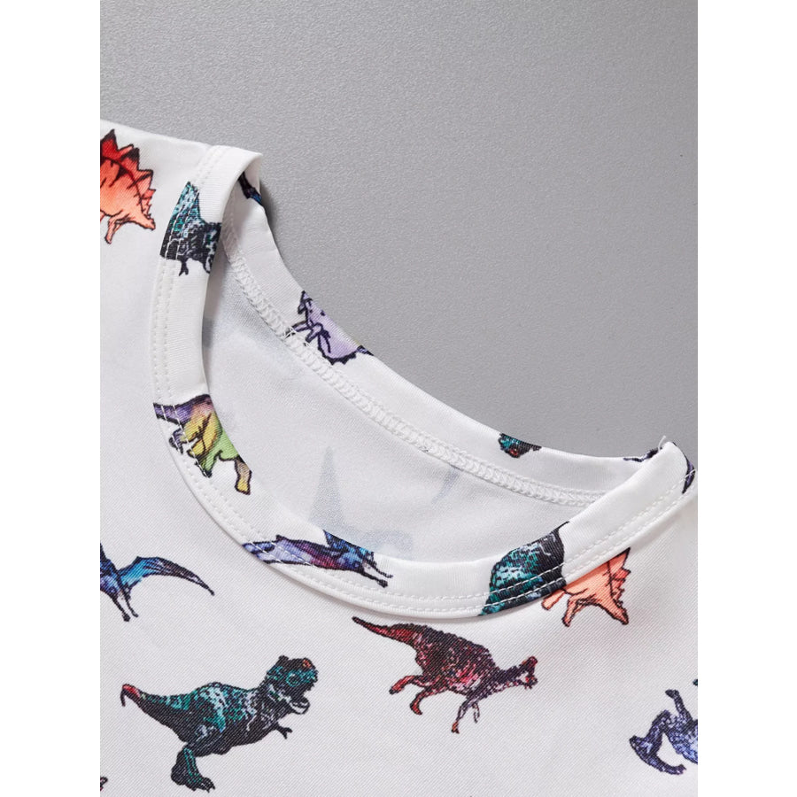 Children’s Dinosaur Print Round Neck Top and Shorts Set Apparel and Accessories