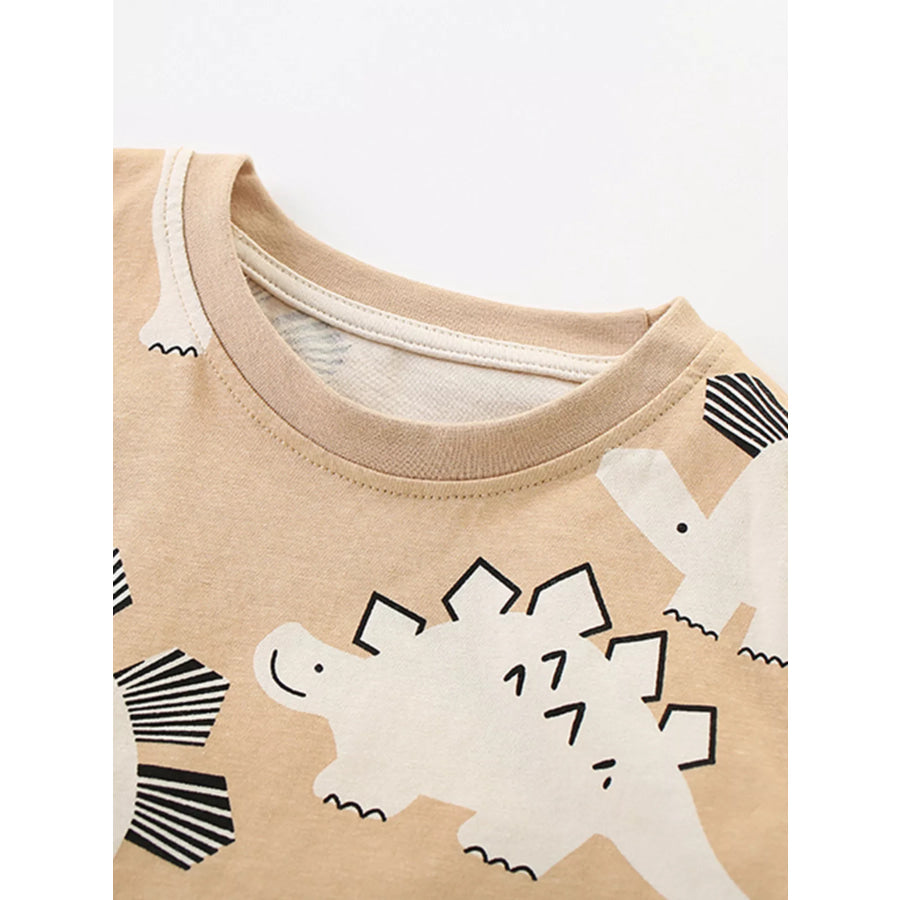 Children’s Dinosaur Print Round Neck Top and Shorts Set Apparel and Accessories