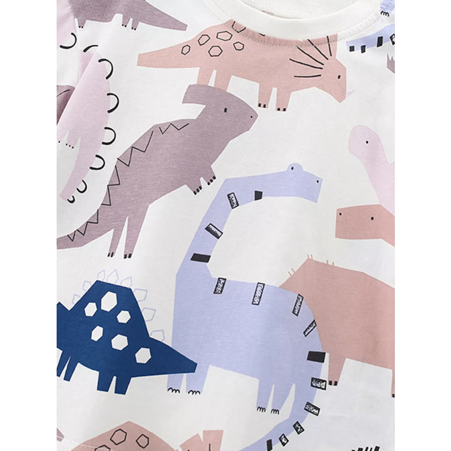 Children’s Dinosaur Print Round Neck Top and Shorts Set Apparel and Accessories