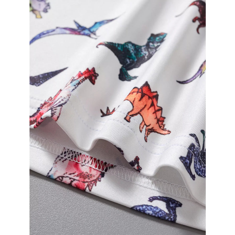 Children’s Dinosaur Print Round Neck Top and Shorts Set Apparel and Accessories