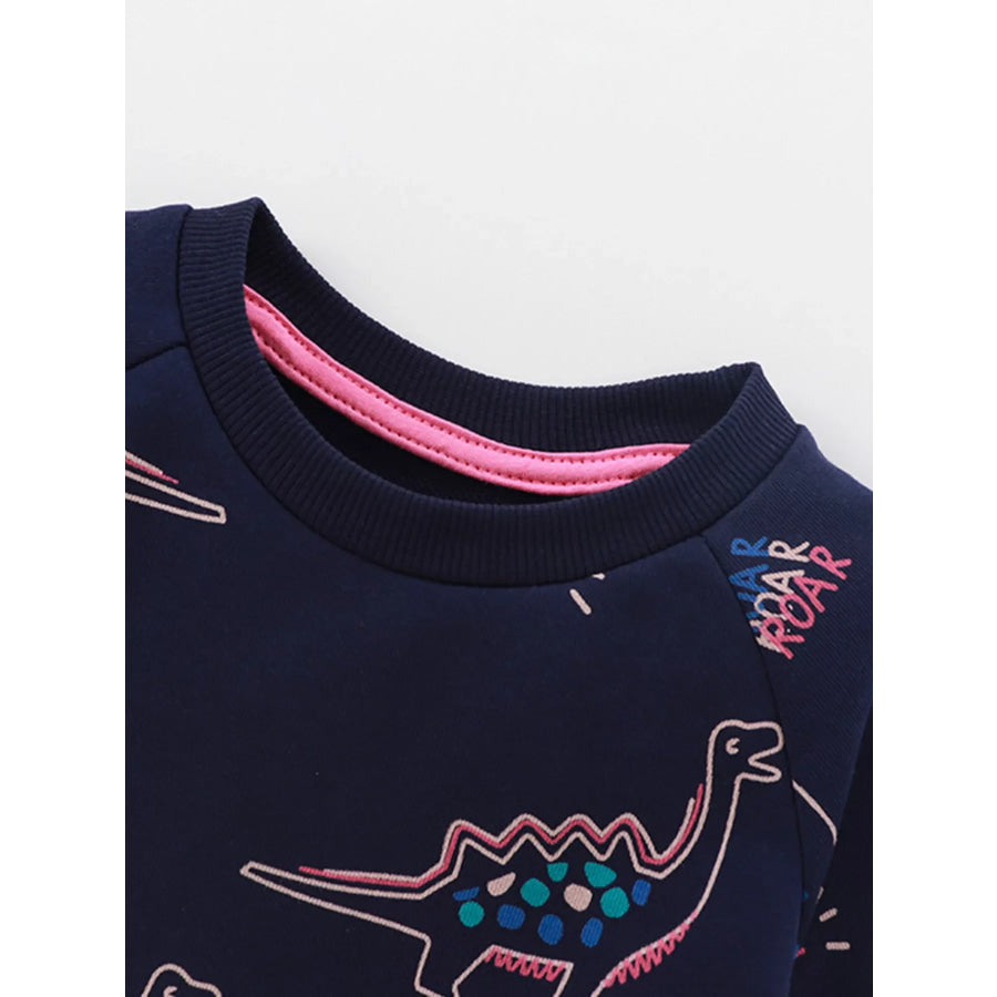Children’s Dinosaur Print Ruffle Hem Sweatshirt Apparel and Accessories
