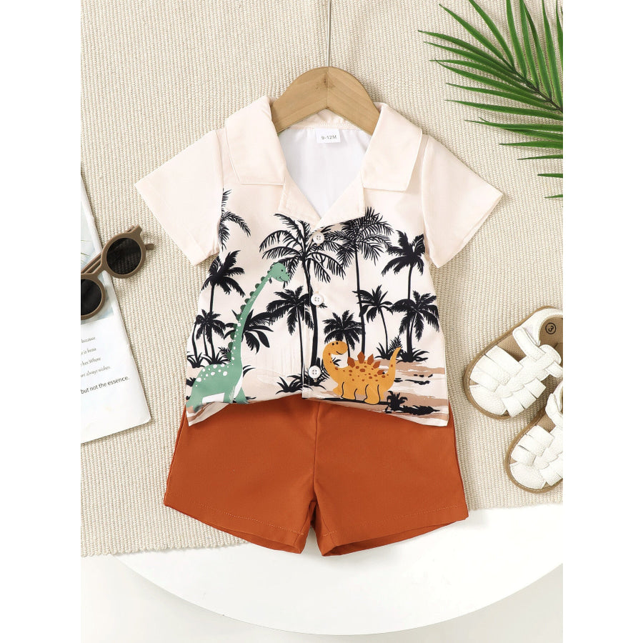 Children’s Dinosaur Print Shirt and Shorts Set Apparel and Accessories