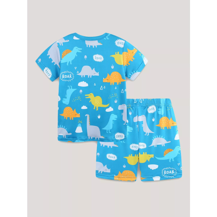 Children’s Dinosaur Print Short Sleeve Pajama Set Apparel and Accessories