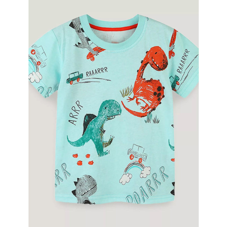 Children’s Dinosaur Print Short Sleeve T-Shirt Multicolor / 2Y Apparel and Accessories