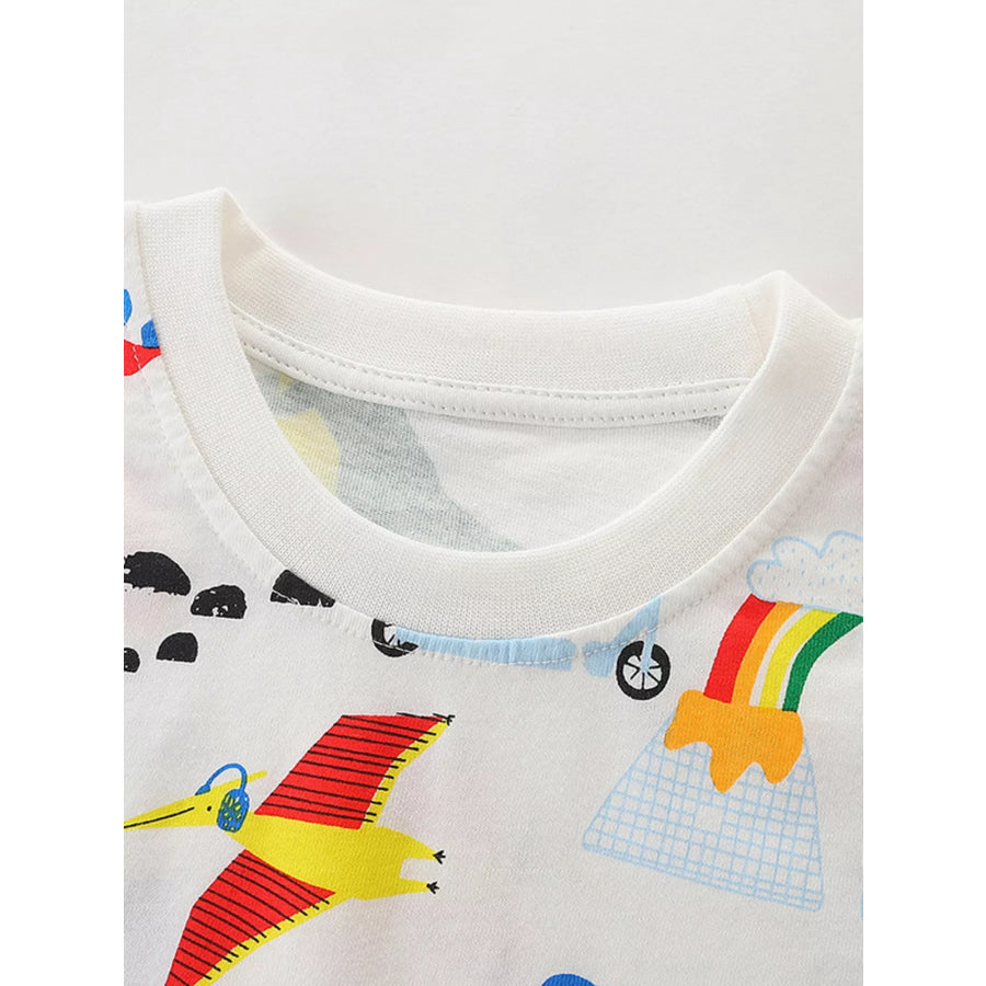 Children’s Dinosaur Print Short Sleeve Tee and Shorts Set Apparel and Accessories