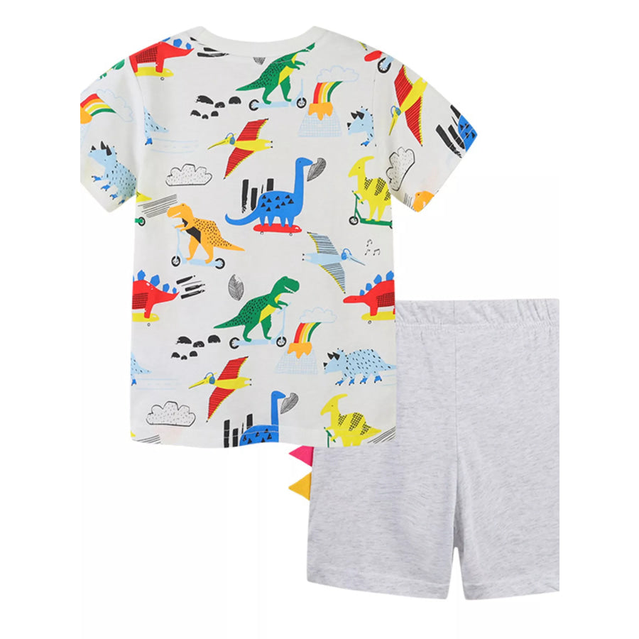 Children’s Dinosaur Print Short Sleeve Tee and Shorts Set Apparel and Accessories