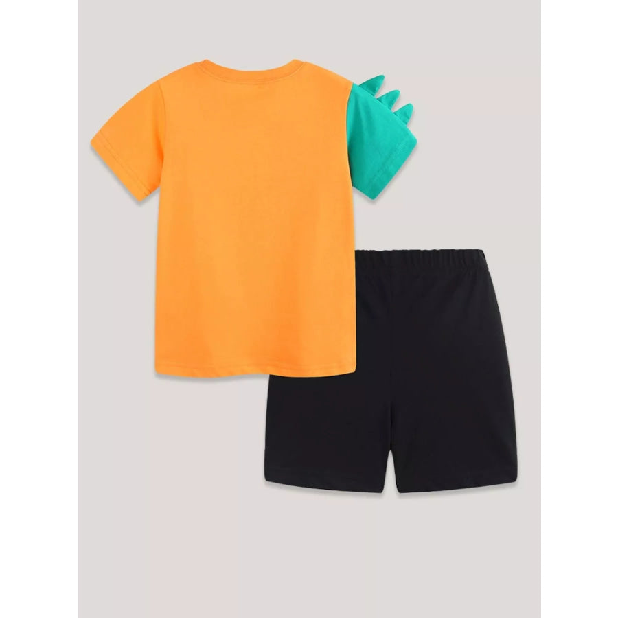 Children’s Dinosaur Print Short Sleeve Tee & Shorts Set Apparel and Accessories