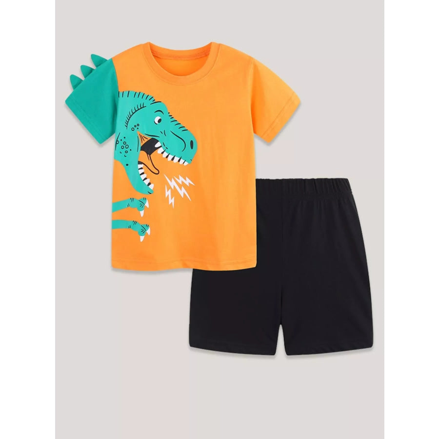 Children’s Dinosaur Print Short Sleeve Tee & Shorts Set Apparel and Accessories