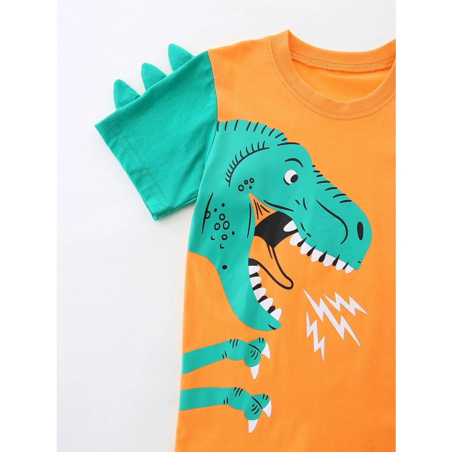 Children’s Dinosaur Print Short Sleeve Tee & Shorts Set Apparel and Accessories