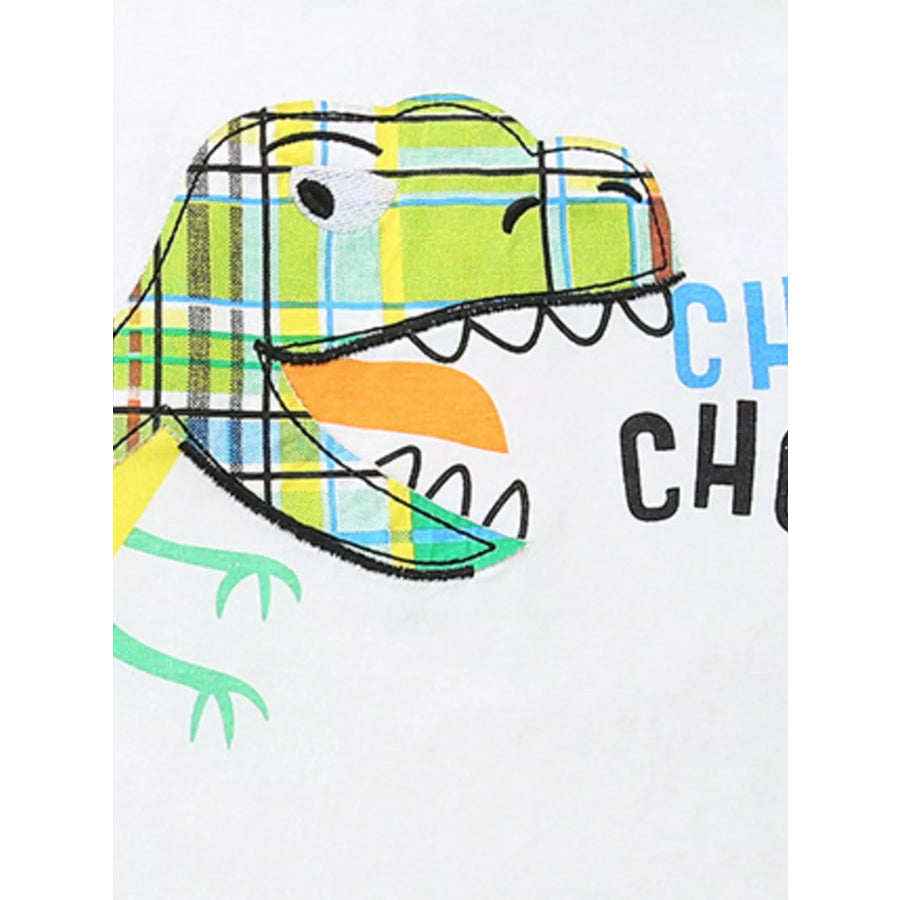 Children’s Dinosaur Print T-Shirt & Plaid Shorts Set Apparel and Accessories