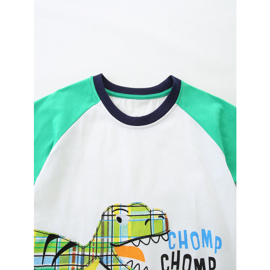 Children’s Dinosaur Print T-Shirt & Plaid Shorts Set Apparel and Accessories