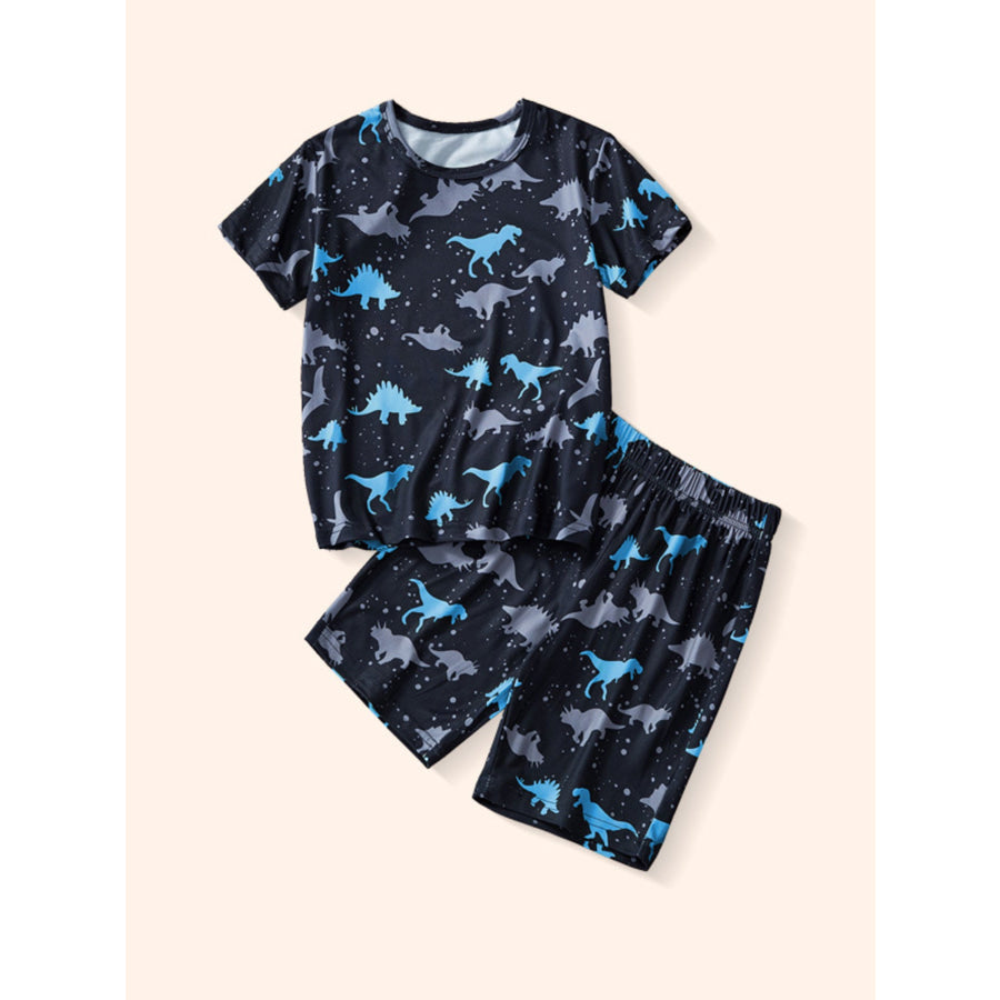 Children’s Dinosaur Print Tee & Shorts Set Black / 3Y Apparel and Accessories