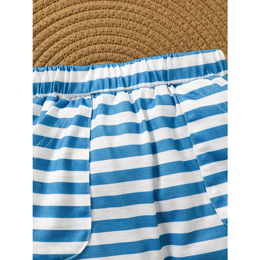 Children’s Dinosaur Print Tee & Striped Shorts Set Apparel and Accessories