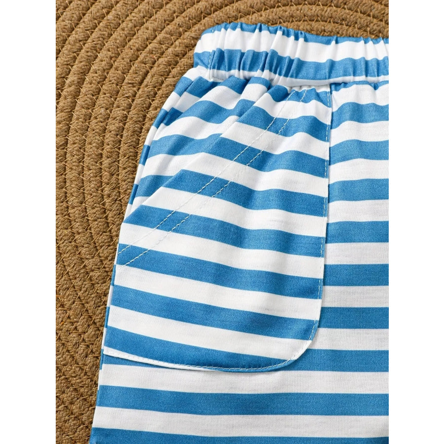 Children’s Dinosaur Print Tee & Striped Shorts Set Apparel and Accessories