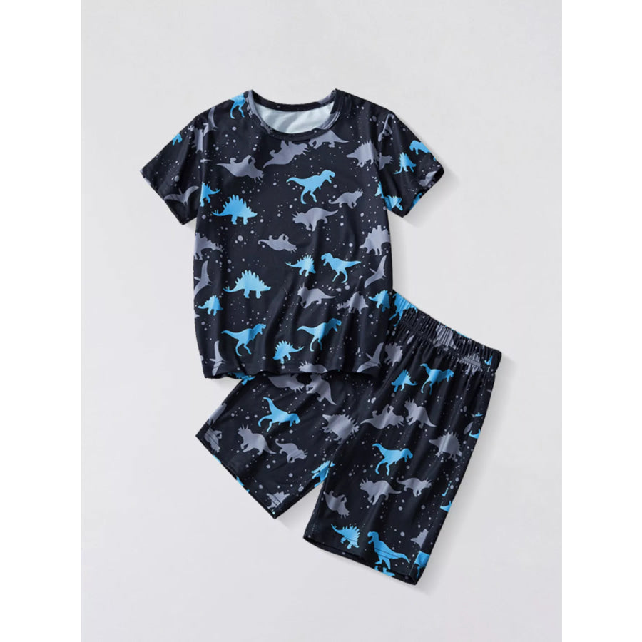 Children’s Dinosaur Print Top and Shorts Casual Set Black / 3Y Apparel and Accessories