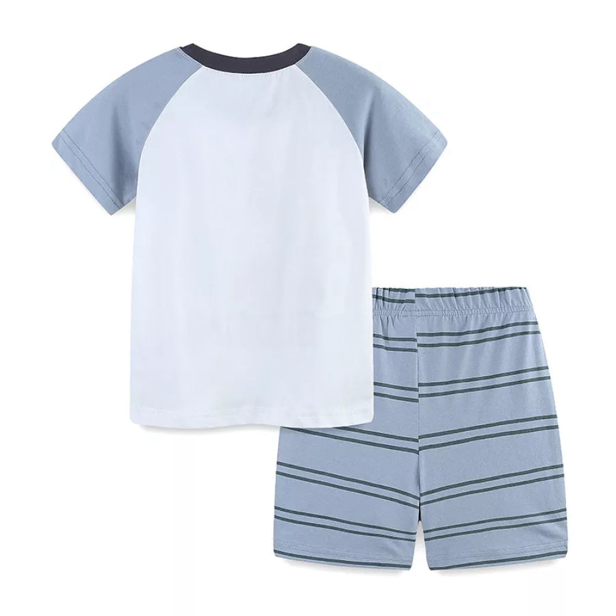 Children’s Dinosaur Print Top and Striped Shorts Set Apparel and Accessories