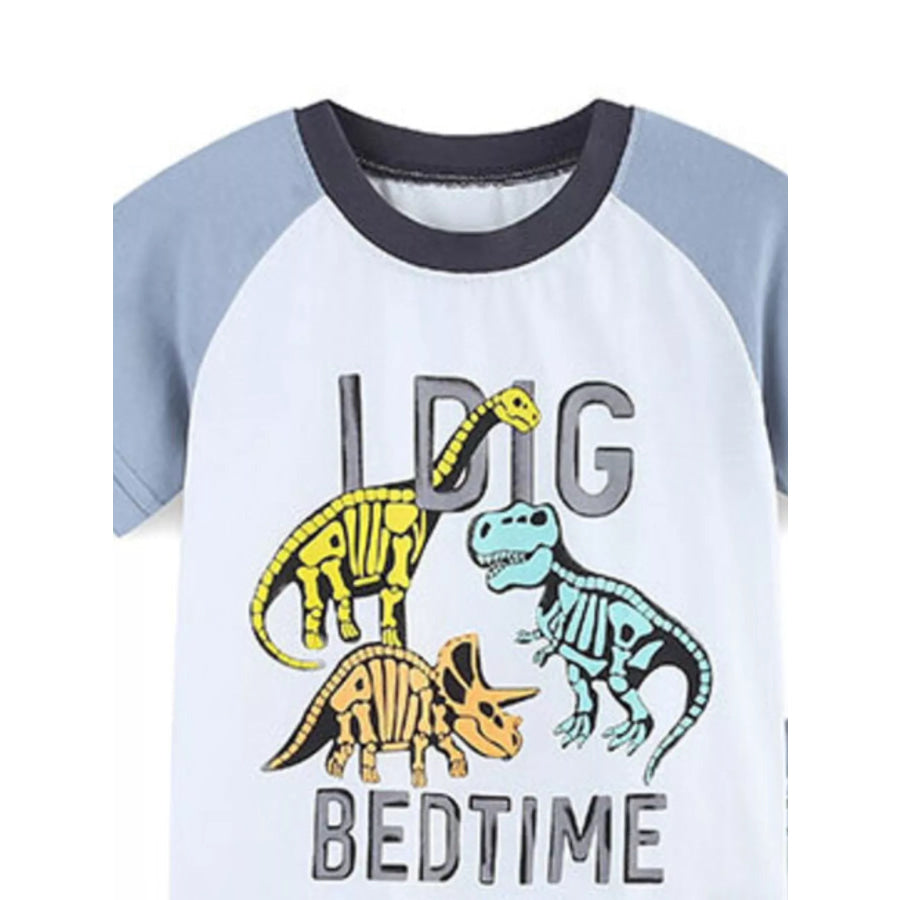 Children’s Dinosaur Print Top and Striped Shorts Set Apparel and Accessories