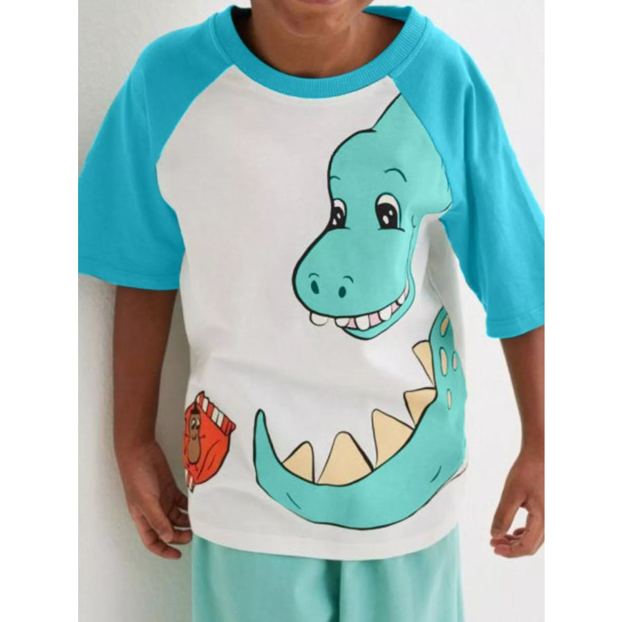 Children’s Dinosaur Raglan Sleeve T-Shirt White / 3Y Apparel and Accessories