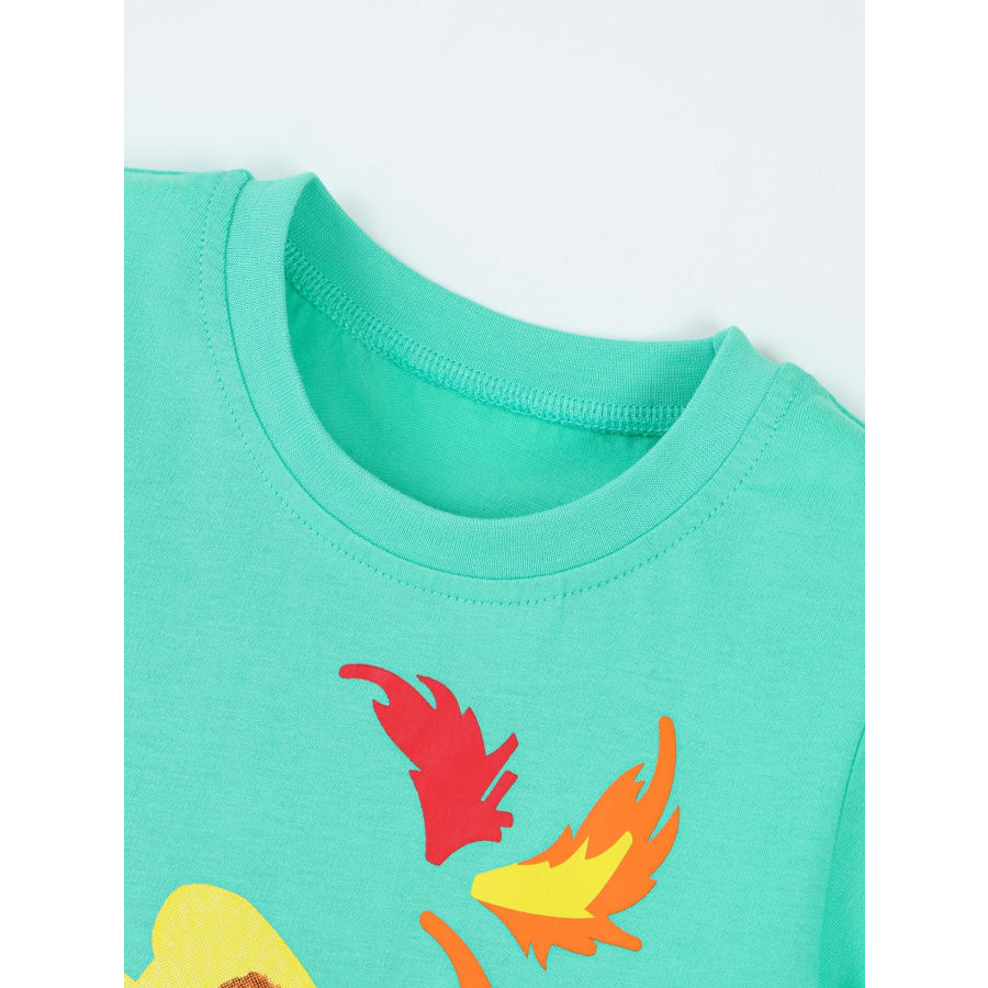 Children’s Dinosaur Round Neck Short Sleeve T-Shirt Apparel and Accessories