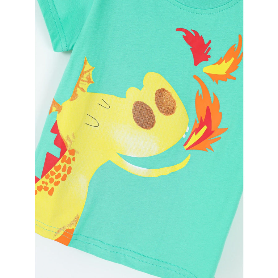 Children’s Dinosaur Round Neck Short Sleeve T-Shirt Apparel and Accessories
