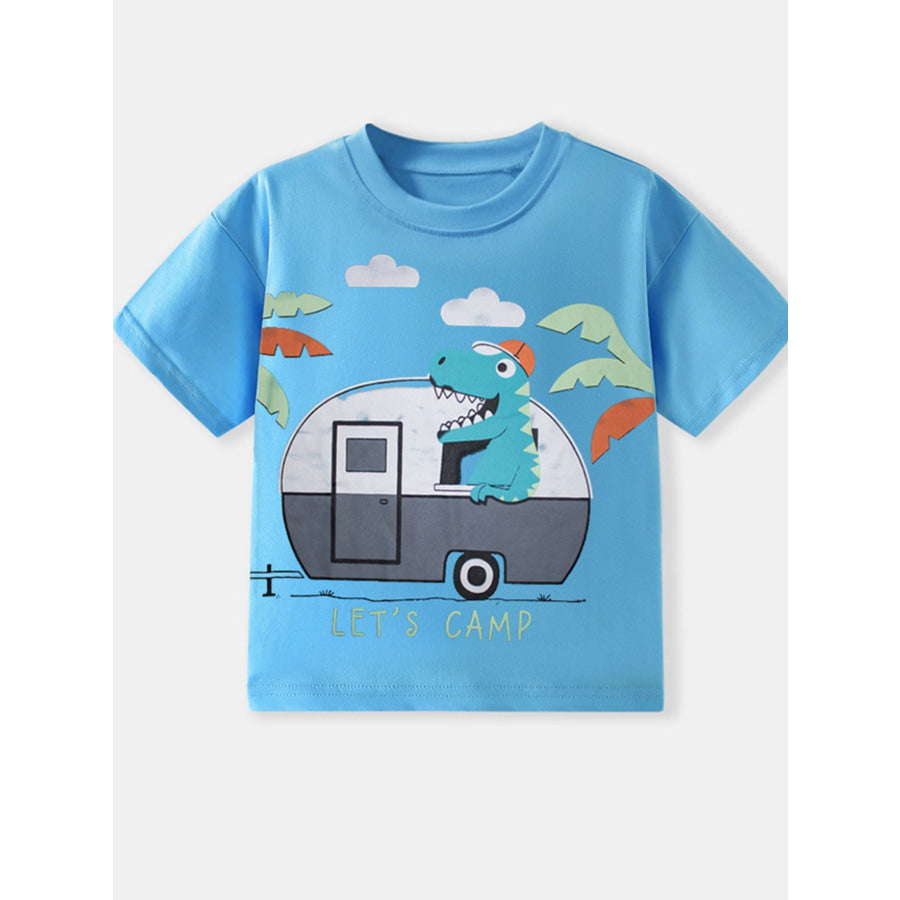 Children’s Dinosaur Round Neck Short Sleeve T-Shirt Apparel and Accessories