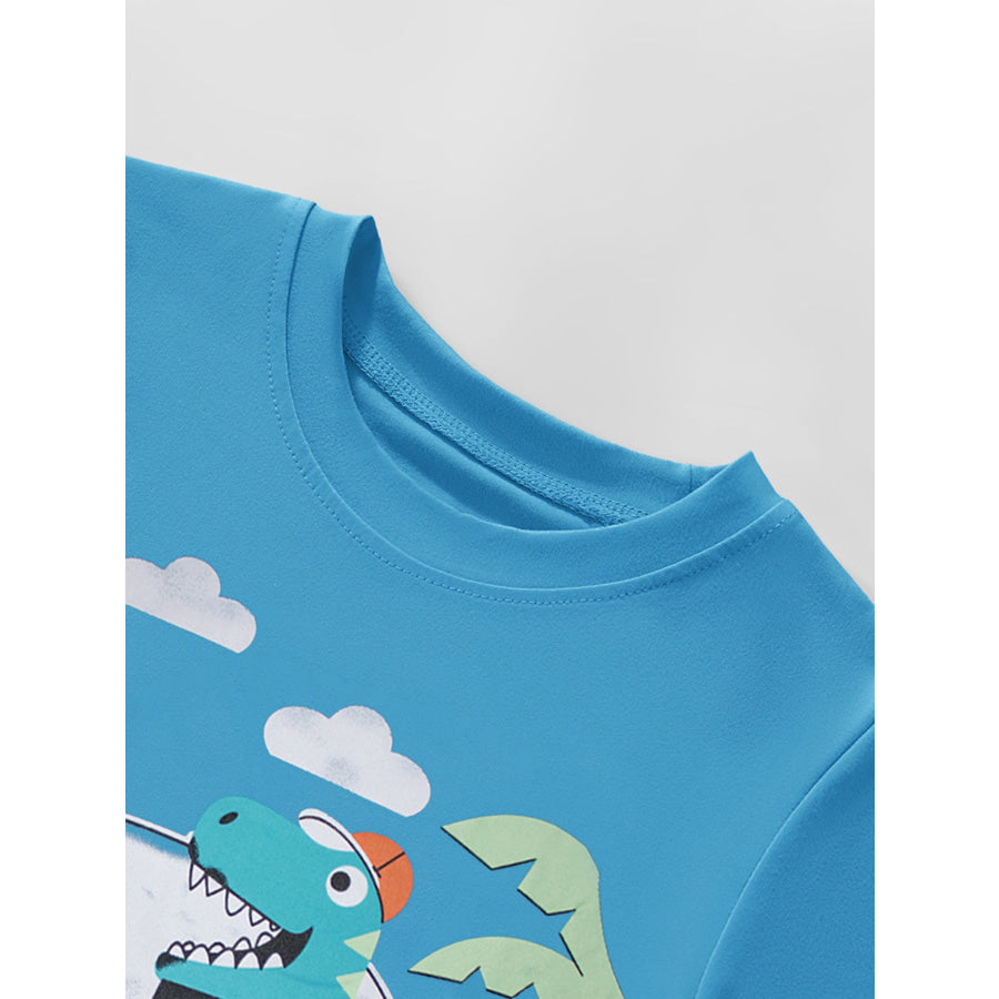 Children’s Dinosaur Round Neck Short Sleeve T-Shirt Apparel and Accessories