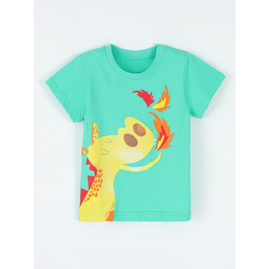 Children’s Dinosaur Round Neck Short Sleeve T-Shirt Apparel and Accessories