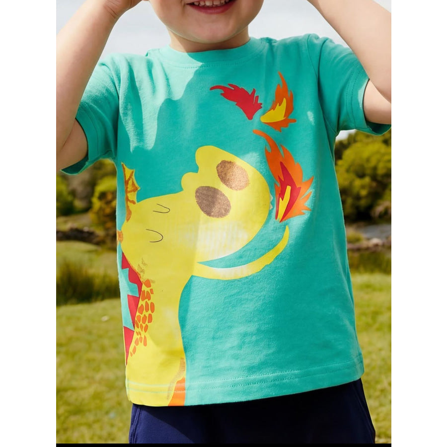 Children’s Dinosaur Round Neck Short Sleeve T-Shirt Light Green / 2-3 Apparel and Accessories